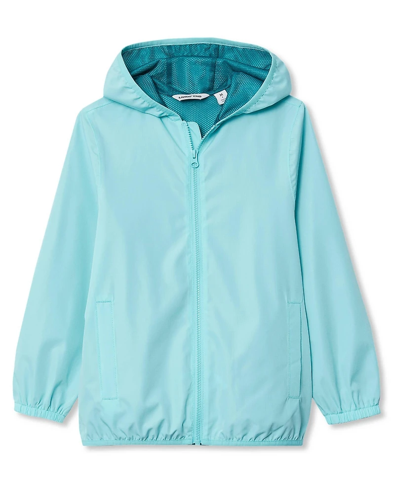 Lands' End Girls Waterproof Hooded Packable Rain Jacket