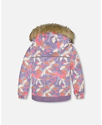 Deux par Toddler Girls Two-Piece Discover Snowsuit with Printed Jacket Purple Gray - Toddler|Child