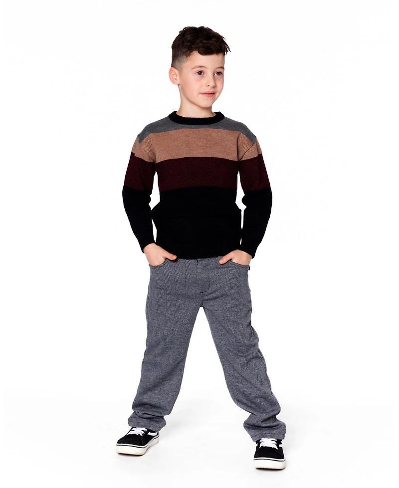 Deux par Baby Boy Color Block Knit Sweater Red and Black