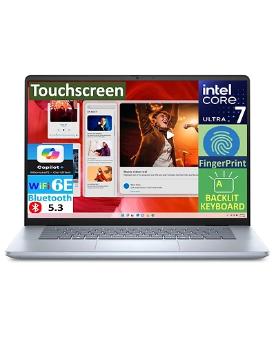 Dell Inspiron Plus 16 Ai Powered Laptop 16.0" Lcd Wuxga Display (Intel Ultra 7-155H, 32GB LPDDR5, 2TB PCIe Ssd, Intel Arc,Fp, TB4,Win 11 Pro)