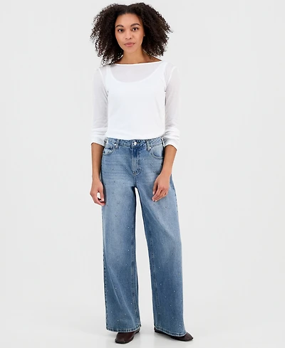 And Now This Women's Studded Wide-Leg Jeans, Macy's Exclusive