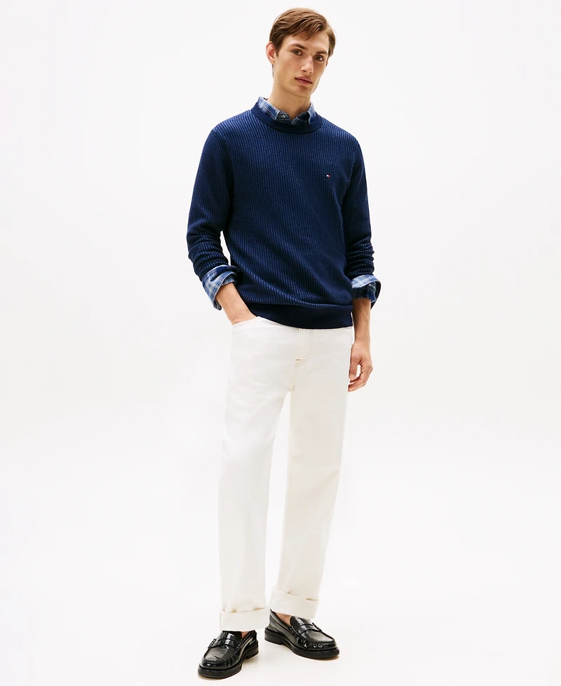 Tommy Hilfiger Men's Crewneck Two-Tone Cotton Cashmere Sweater