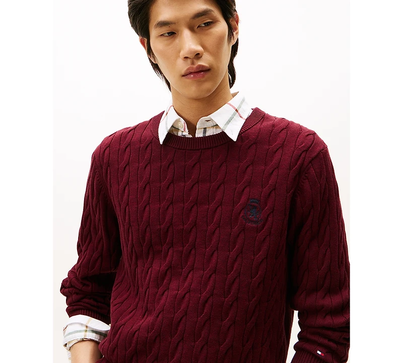 Tommy Hilfiger Men's Classic Cable Crest Crewneck Sweater