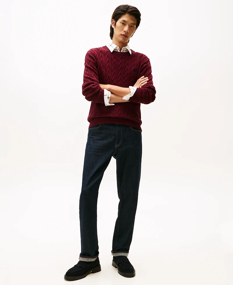 Tommy Hilfiger Men's Classic Cable Crest Crewneck Sweater