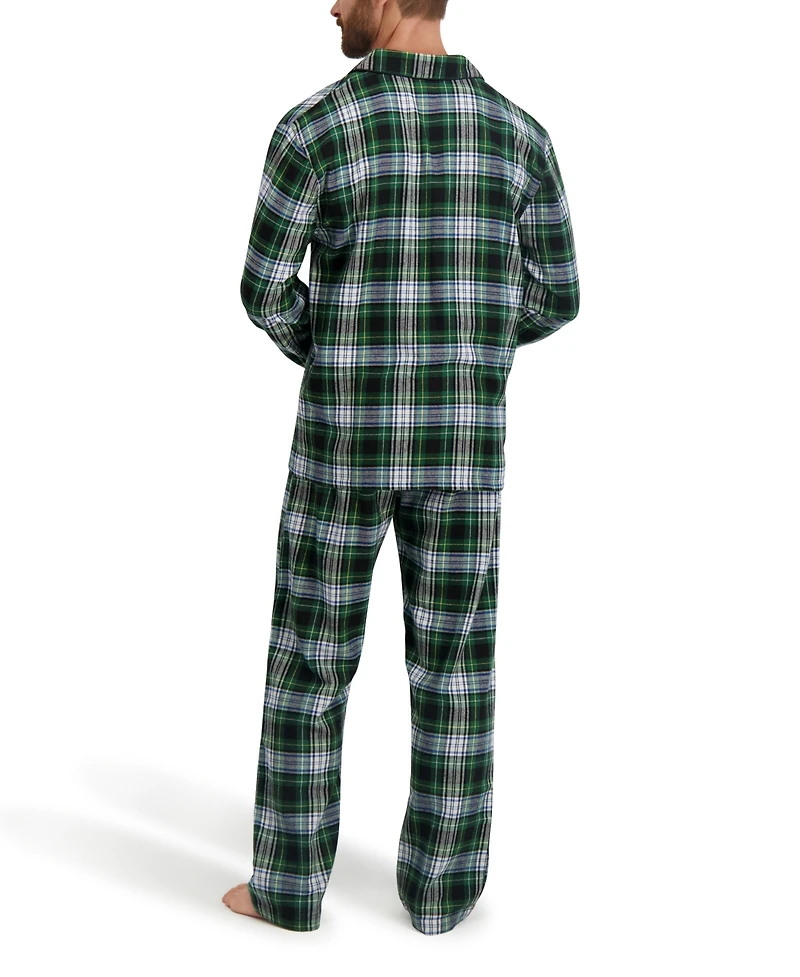 Hanes Men's Flannel Button Down Pajama Sleep Set