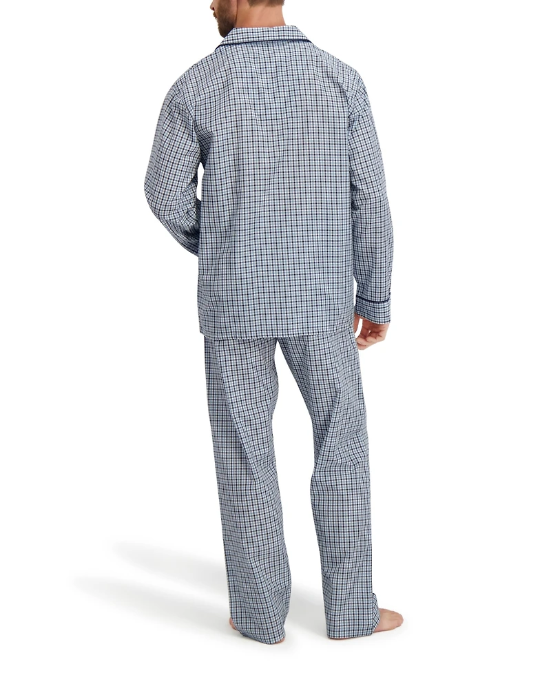 Hanes Men's Woven Button Down Pajama Sleep Set