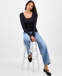 And Now This Women's Scoop-Neck Second-Skin Long-Sleeve Top, Macy's Exclusive