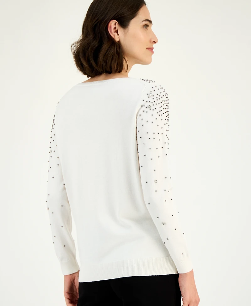 Anne Klein Women's Embellished Boatneck Sweater