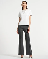Isaac Mizrahi Women's Crystal Bow Neck T-Shirt