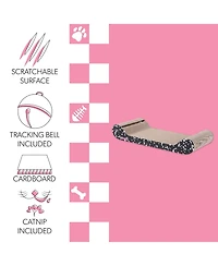 The Licker Store Rini 23.75" Modern Cardboard Lounge Bed Cat Scratcher with Built-In Bell Toys and Catnip