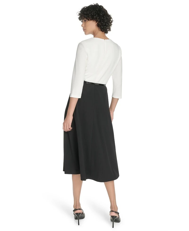 Tommy Hilfiger Women's 3/4-Sleeve V-Neck Midi Dress
