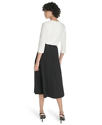 Tommy Hilfiger Women's 3/4-Sleeve V-Neck Midi Dress