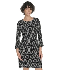 Tommy Hilfiger Petite 3/4-Sleeve Crewneck Jersey Shift Dress