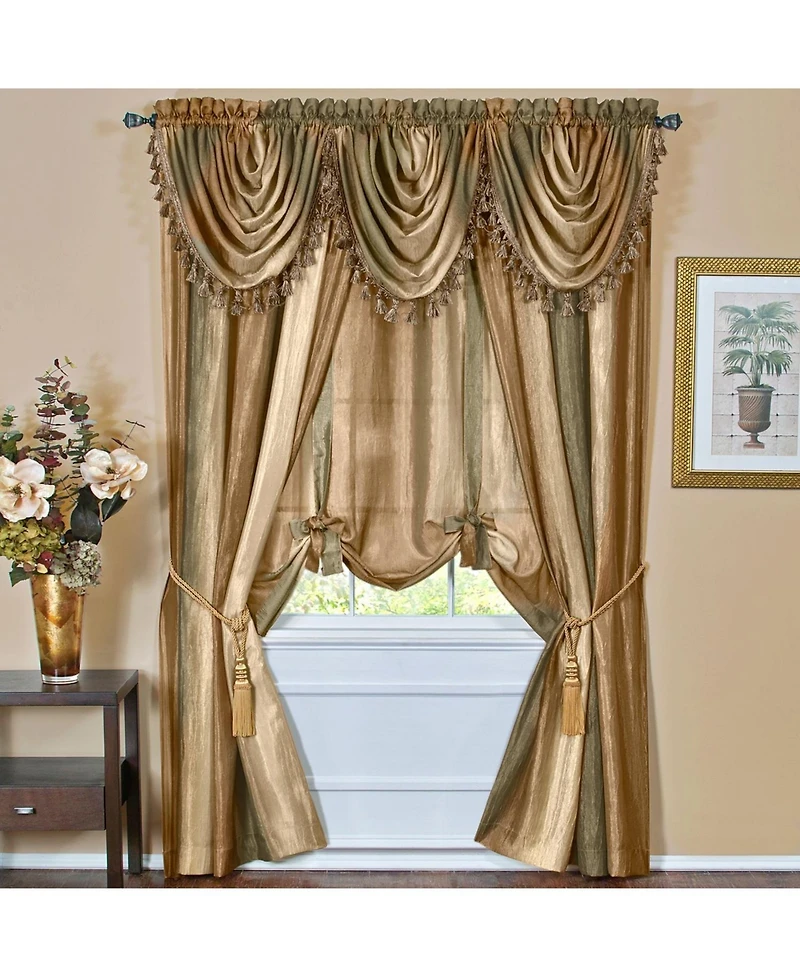 GoodGram Ombre Crushed Satin Sheer Single Window Curtains & Valances - 46 in. W x 42 L Valance, Autumn