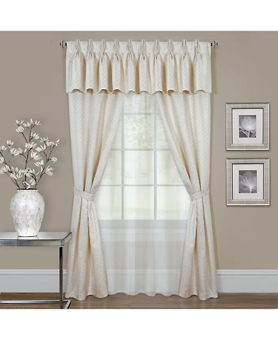 Kate Aurora Complete 6 Piece Attached Custom Jacquard & Sheer Window Curtain Set