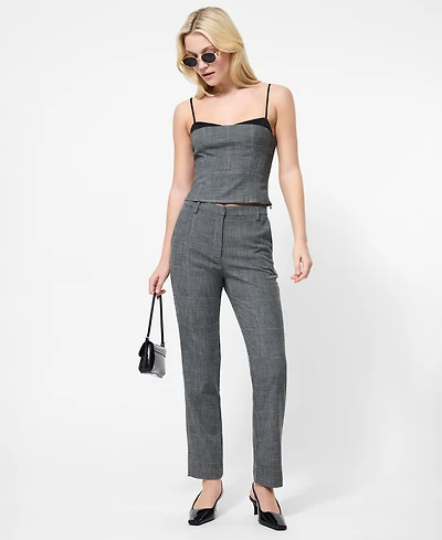 French Connection Women's Cropped Slim-Fit Plaid Cigarette Pants