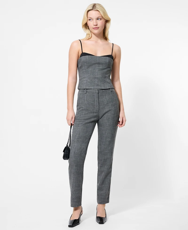 French Connection Women's Cropped Slim-Fit Plaid Cigarette Pants