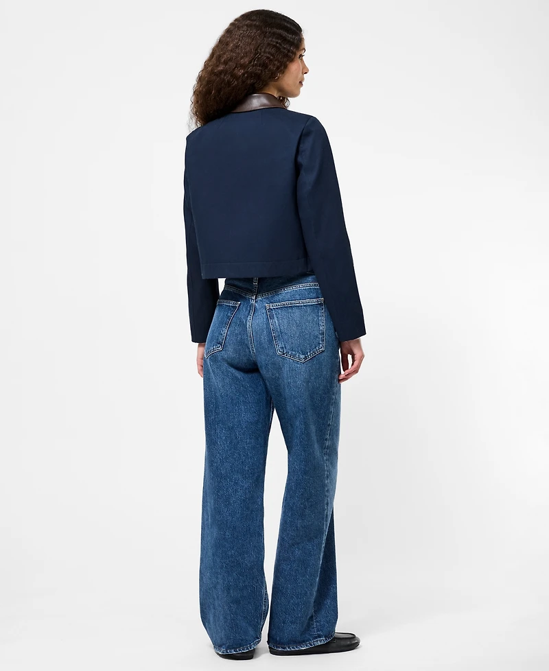 French Connection Women's Contrast Trim Two Pocket Cropped Jacket