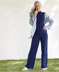 Lands' End Women's Petite Starfish High Rise Wide Leg Pants