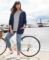 Lands' End Plus Starfish High Rise Knit Denim Straight Crop Jeans