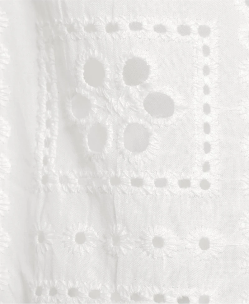 Lands' End Women's Eyelet Crew Puff Sleeve Top