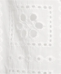 Lands' End Women's Eyelet Crew Puff Sleeve Top