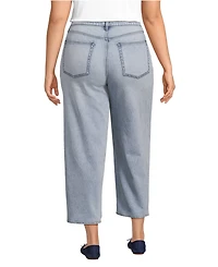 Lands' End Women's Plus Soft Denim Mid Rise Relaxed Straight Crop Jeans
