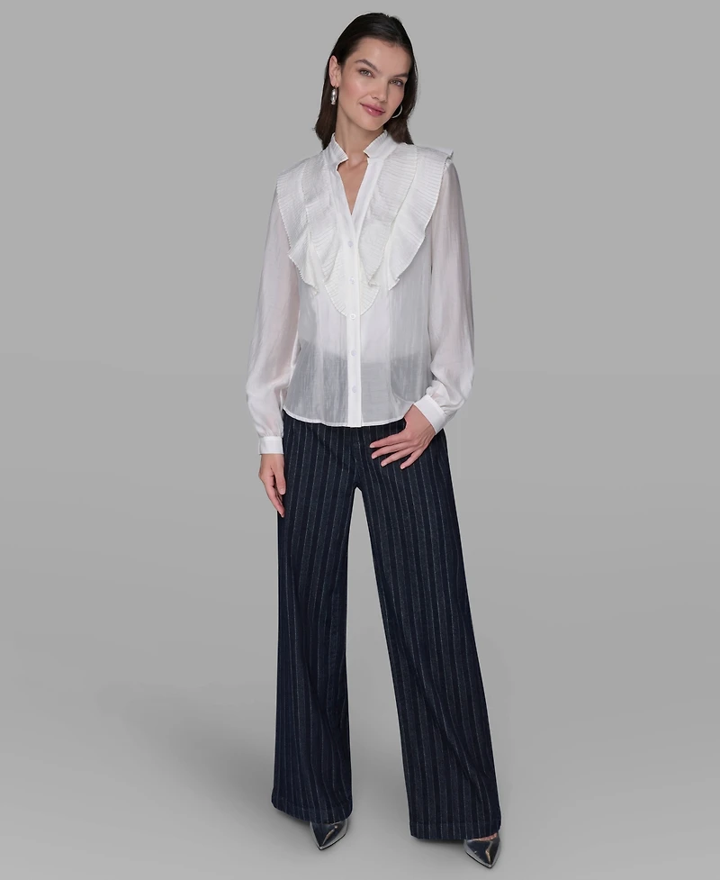 Karl Lagerfeld Paris Women's Big Ruffle Collar Neck Blouse