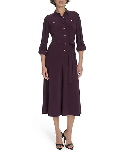 Tommy Hilfiger Women's V-Neck Jersey Shirt Dress