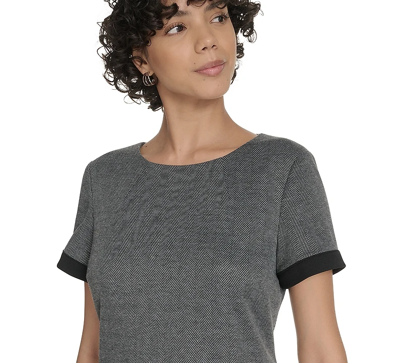 Tommy Hilfiger Women's Herringbone Crew Neck Dress