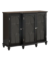 Kings Brand Furniture Wood Storage Sideboard Buffet Cabinet Console Table, Black
