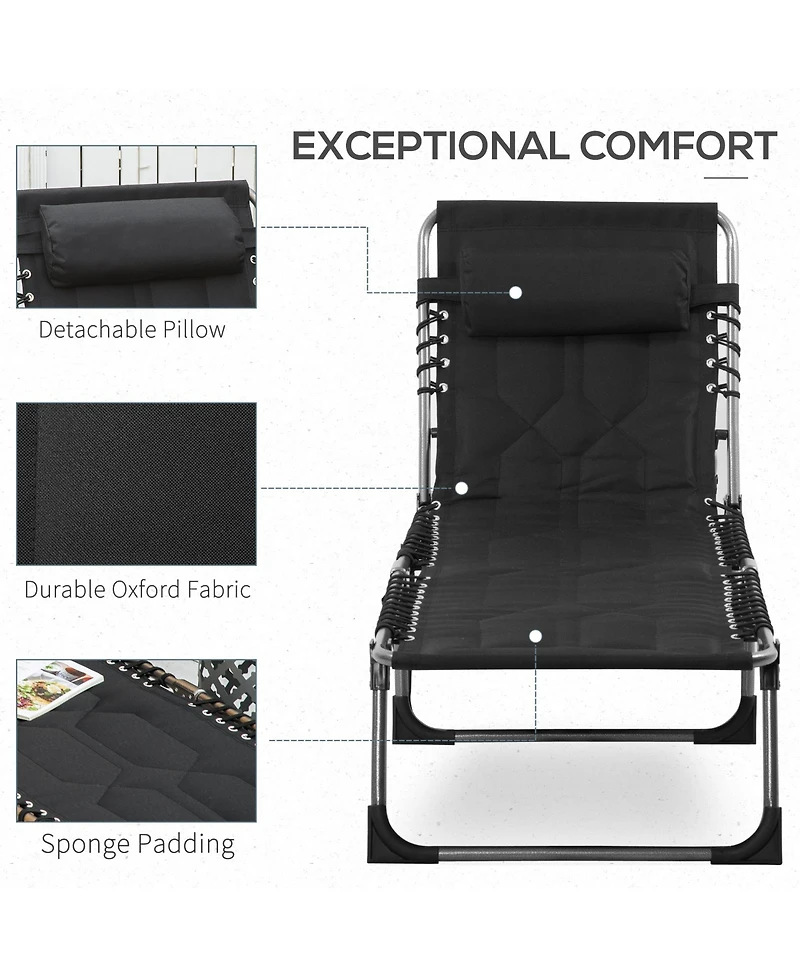 Outsunny Outdoor Padded Folding Chaise Lounge Chair with Reclining,