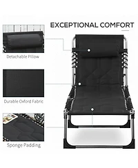 Outsunny Outdoor Padded Folding Chaise Lounge Chair with Reclining,