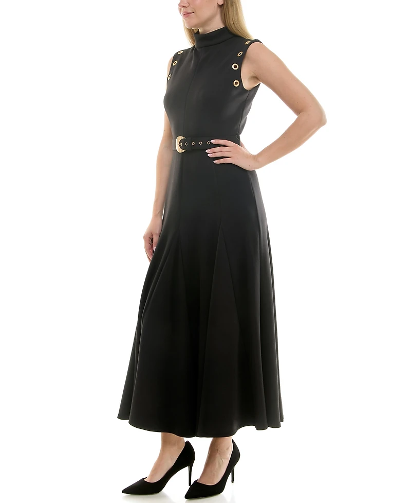 Taylor Women's Mock-Neck Grommet A-Line Dress