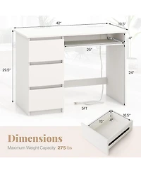 Mecale Computer Desk with Power Outlet Keyboard Tray and 3 Large Drawers