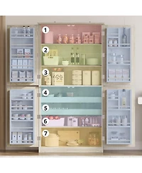 Ironck Kitchen Pantry Cabinet 72.8" H, 4 Barn Doors with Storage Rack, Brown