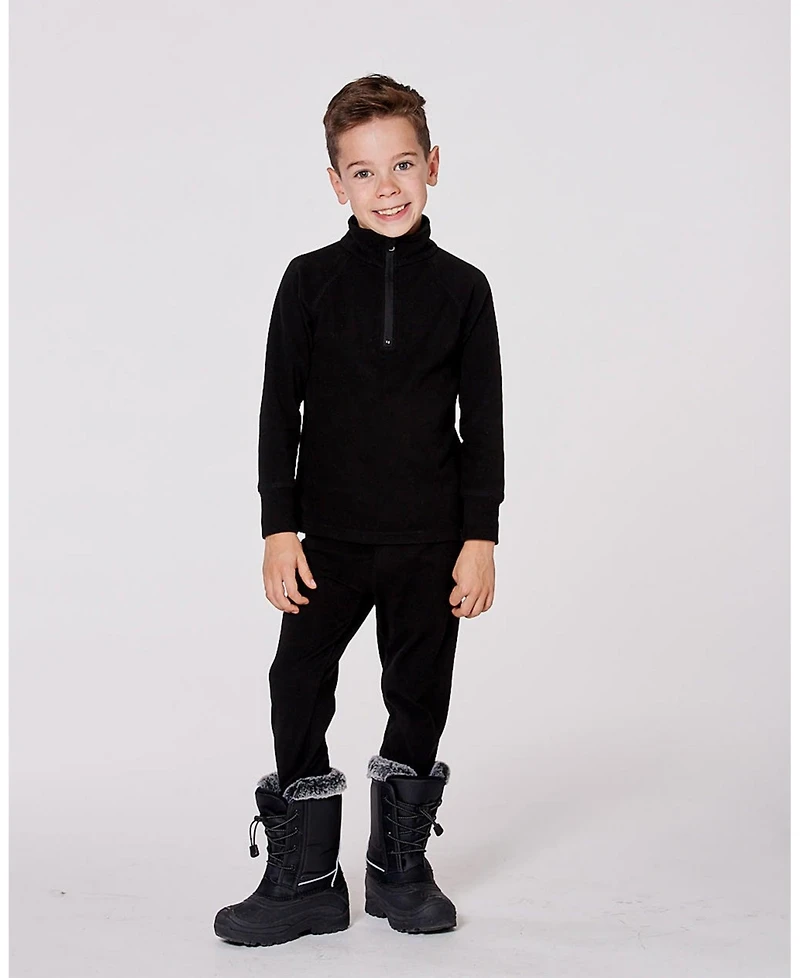Deux par Kids Unisex Two-Piece Thermal Underwear Set Black