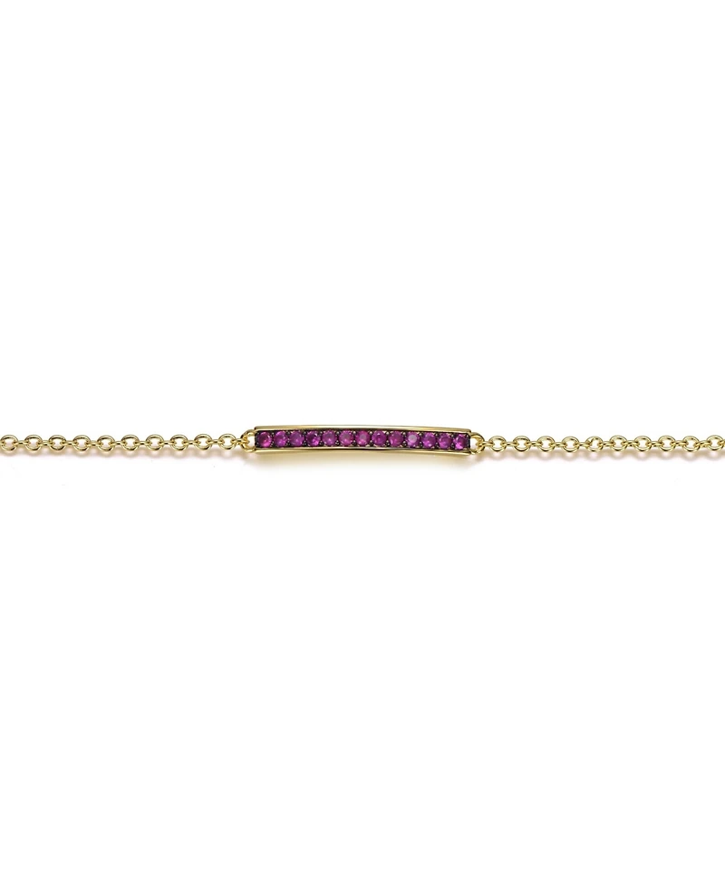 GiGiGirl 14K Gold Plated Red Cubic Zirconia Bar Bracelet