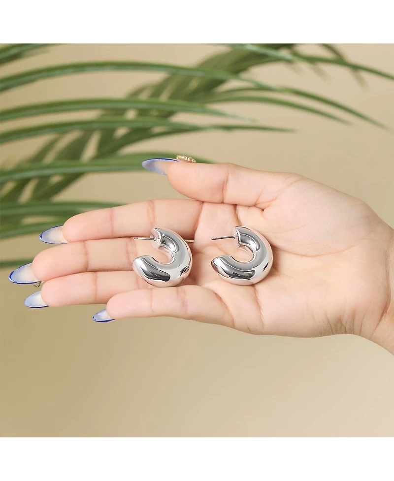 Jessica Simpson Silver Chunky Hoop Earrings
