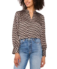 Vince Camuto Women's Printed Split-Neck Wide-Cuff Blouse