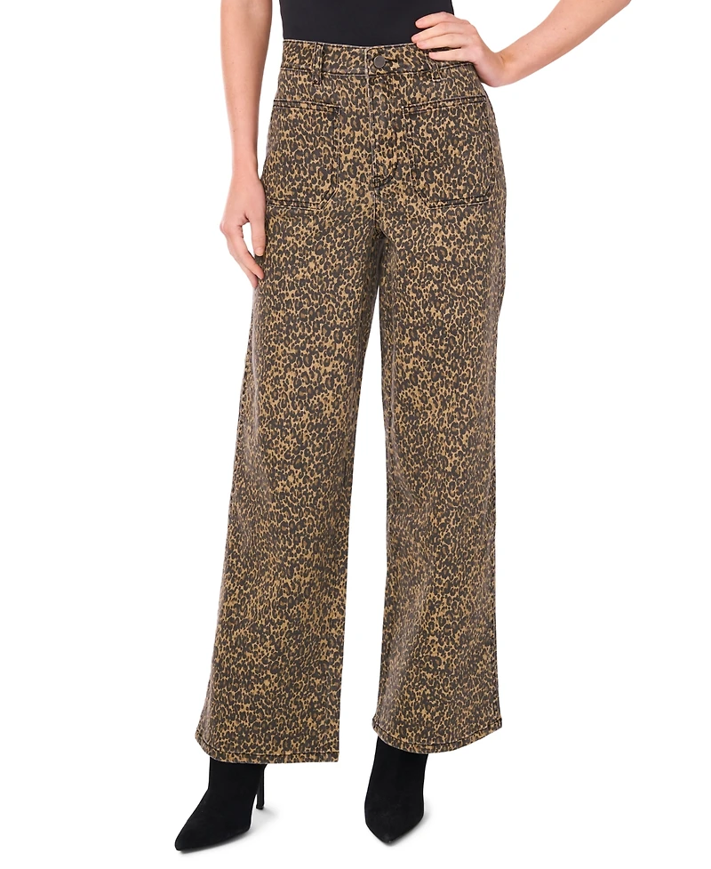 Vince Camuto Women's Wide Leg Printed Denim Pants