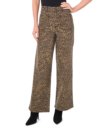 Vince Camuto Women's Wide Leg Printed Denim Pants