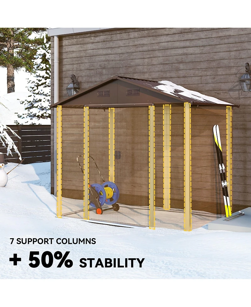 Outsunny 8' x 6' Storage Shed Garden Tool House w/ Vents Doors