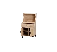 Baxton Studio Pavone Mid-Century Modern Oak Brown Wood Kitchen Cabinet