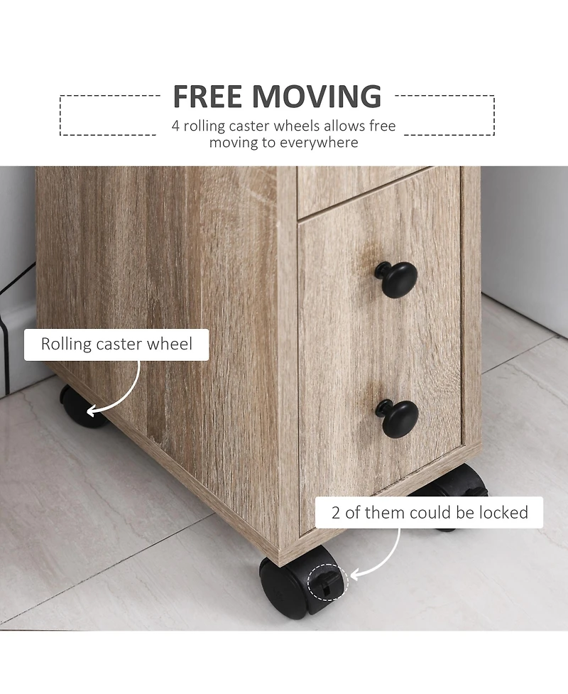 kleankin Small Design Bedroom Ample Storage Space Sleek Wheel,