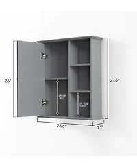 Vanirror Over The Bathroom Bathroom Cabinet - Solid Wood Wall Mounted Storage Medicine Cabinet for Bathroom & Kitchen - Grey