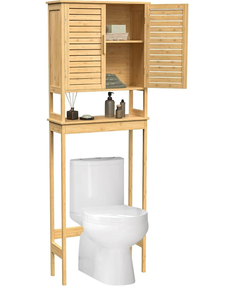Vanirror Over The Restroom Storage Cabinet with Adjustable Shelf - Space-Saving Bathroom Organizer in Natural Beige