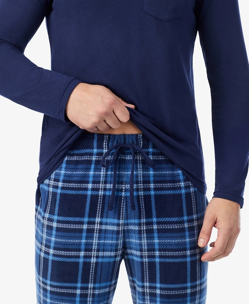 Cuddl Duds Men's Cabin Fleece Long Sleeve Pajama Set