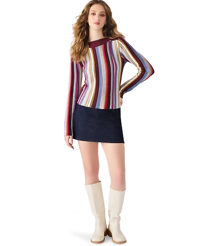 Steve Madden Women's Serra Stripe Rib Mix Knit Sweater