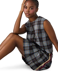 Steve Madden Women's Alessa Plaid Pattern Sleeveless Top